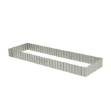 Cercle à tarte rectangulaire cannelé, inox perforé 35cm